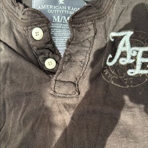 American Eagle Brown Henley Shirt